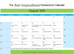 August 2014 Organized Homeschool Calendar