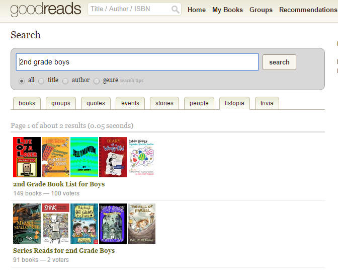 Find book titles your child will like with Goodreads