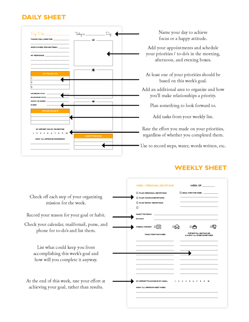 Instructions for The Organized Homeschool Life Planner