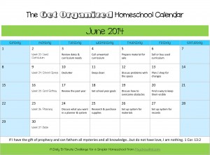 June 2014 Organized Homeschool Calendar