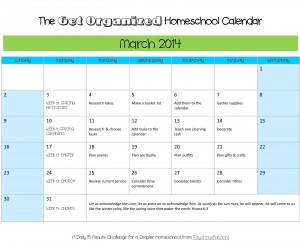 Organize your homeschool this spring with this free March printable calendar