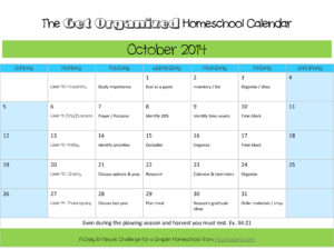 October 2014 Organized Homeschool Calendar